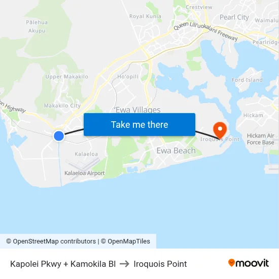 Kapolei Pkwy + Kamokila Bl to Iroquois Point map