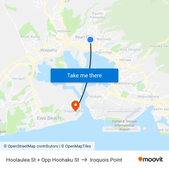 Hoolaulea St + Opp Hoohaku St to Iroquois Point map