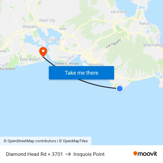 Diamond Head Rd + 3701 to Iroquois Point map