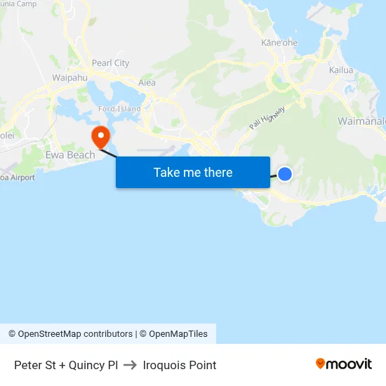 Peter St + Quincy Pl to Iroquois Point map