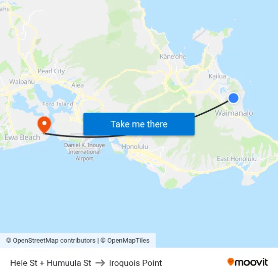 Hele St + Humuula St to Iroquois Point map
