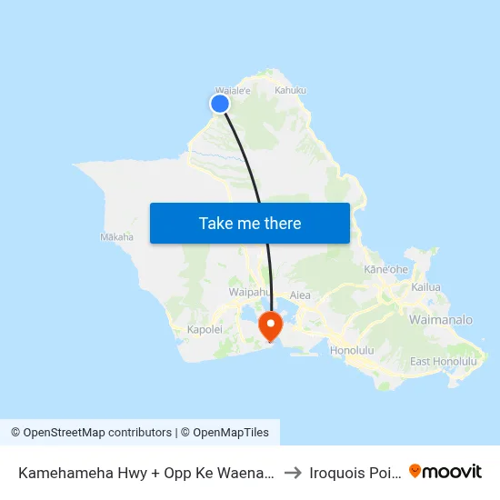 Kamehameha Hwy + Opp Ke Waena Rd to Iroquois Point map