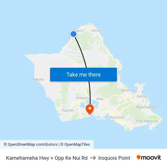 Kamehameha Hwy + Opp Ke Nui Rd to Iroquois Point map