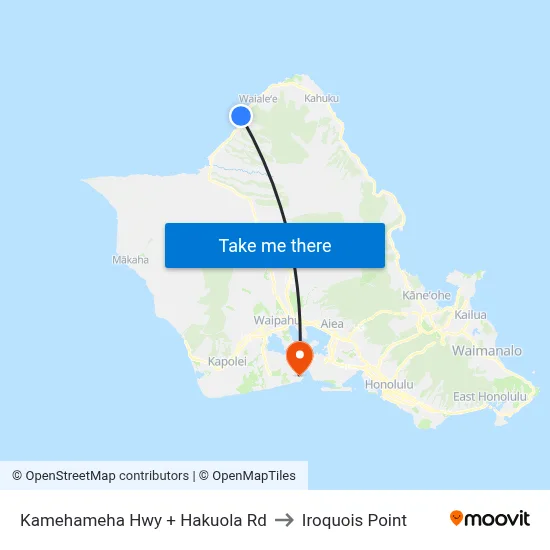 Kamehameha Hwy + Hakuola Rd to Iroquois Point map