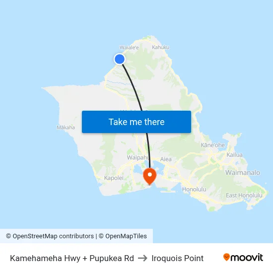 Kamehameha Hwy + Pupukea Rd to Iroquois Point map