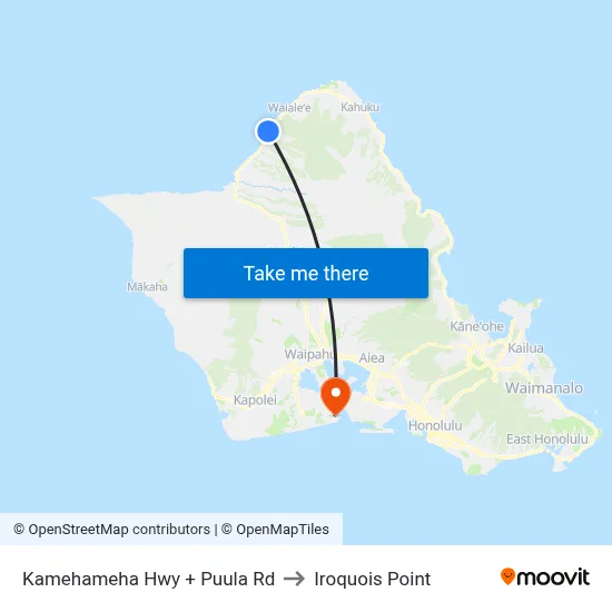 Kamehameha Hwy + Puula Rd to Iroquois Point map