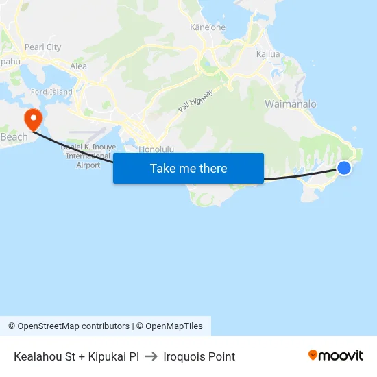 Kealahou St + Kipukai Pl to Iroquois Point map
