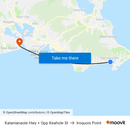 Kalanianaole Hwy + Opp Keahole St to Iroquois Point map