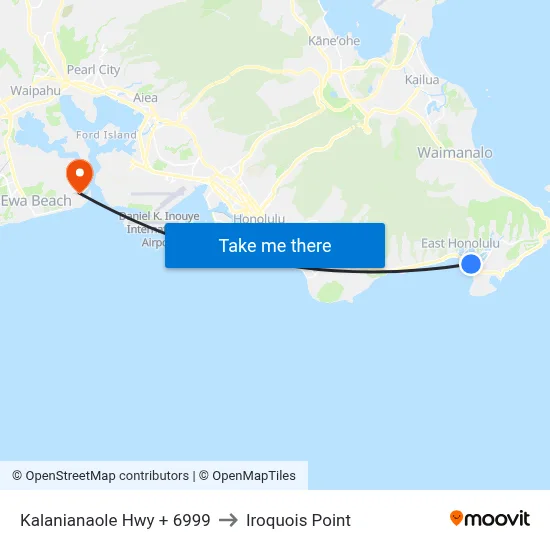 Kalanianaole Hwy + 6999 to Iroquois Point map