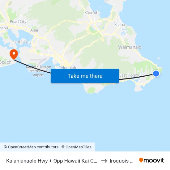 Kalanianaole Hwy + Opp Hawaii Kai Golf Course to Iroquois Point map