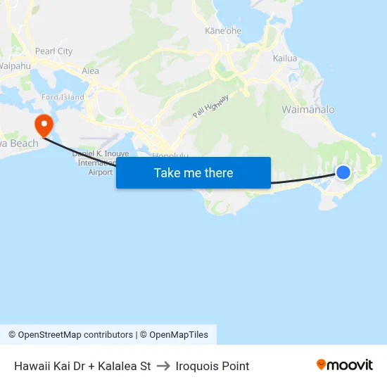 Hawaii Kai Dr + Kalalea St to Iroquois Point map