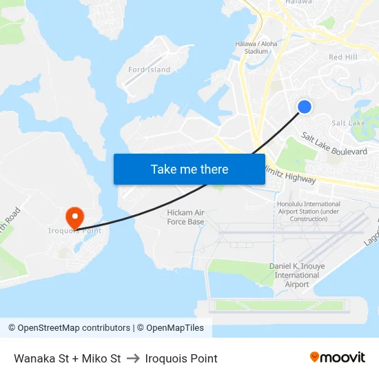 Wanaka St + Miko St to Iroquois Point map