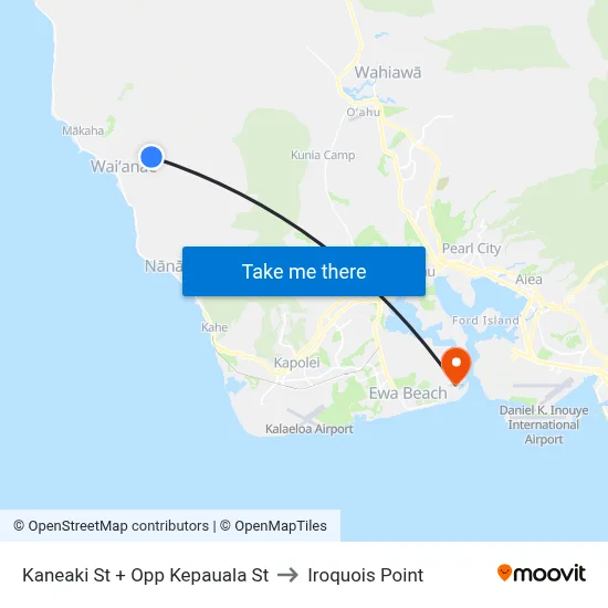 Kaneaki St + Opp Kepauala St to Iroquois Point map