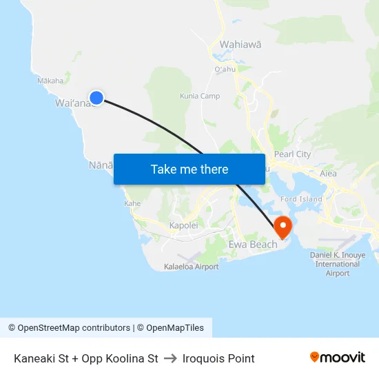 Kaneaki St + Opp Koolina St to Iroquois Point map