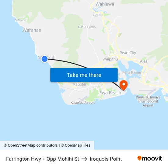Farrington Hwy + Opp Mohihi St to Iroquois Point map