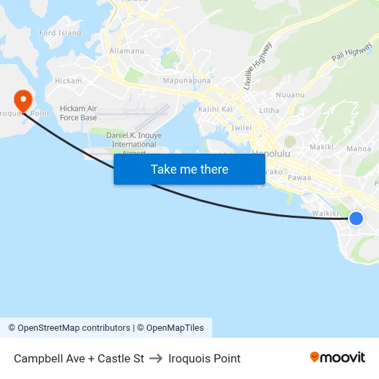 Campbell Ave + Castle St to Iroquois Point map