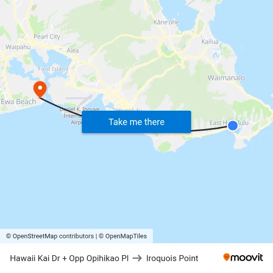 Hawaii Kai Dr + Opp Opihikao Pl to Iroquois Point map