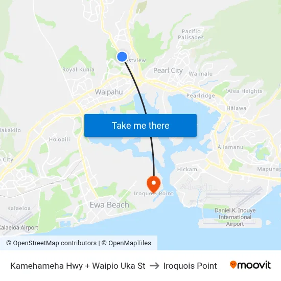 Kamehameha Hwy + Waipio Uka St to Iroquois Point map