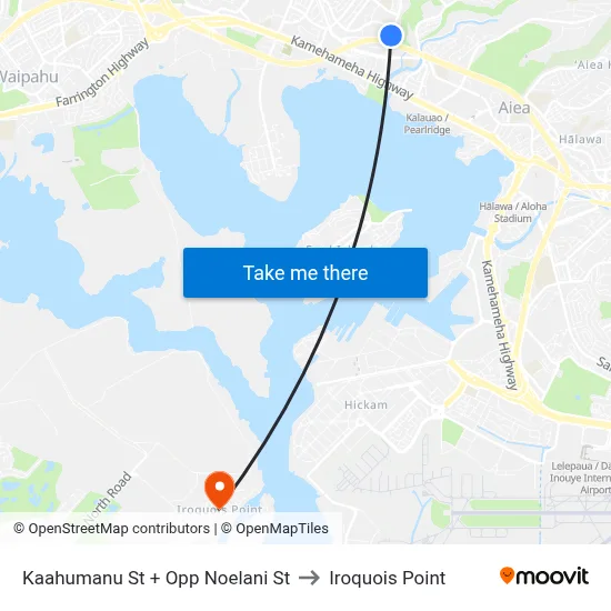 Kaahumanu St + Opp Noelani St to Iroquois Point map