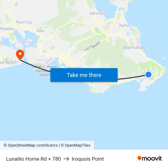 Lunalilo Home Rd + 780 to Iroquois Point map