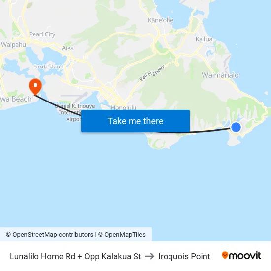 Lunalilo Home Rd + Opp Kalakua St to Iroquois Point map