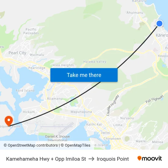 Kamehameha Hwy + Opp Imiloa St to Iroquois Point map