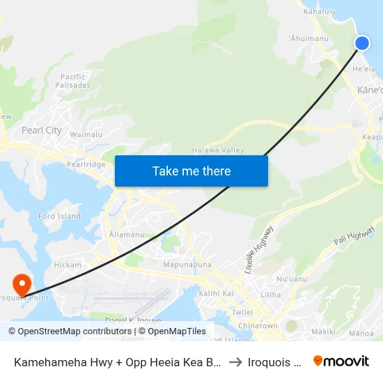Kamehameha Hwy + Opp Heeia Kea Boat Harbor to Iroquois Point map
