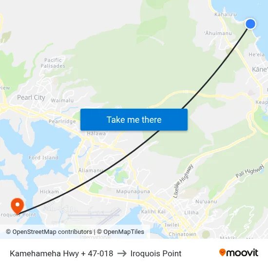 Kamehameha Hwy + 47-018 to Iroquois Point map