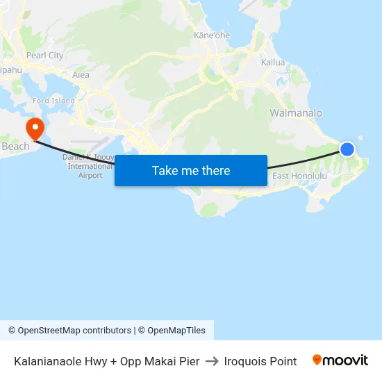 Kalanianaole Hwy + Opp Makai Pier to Iroquois Point map