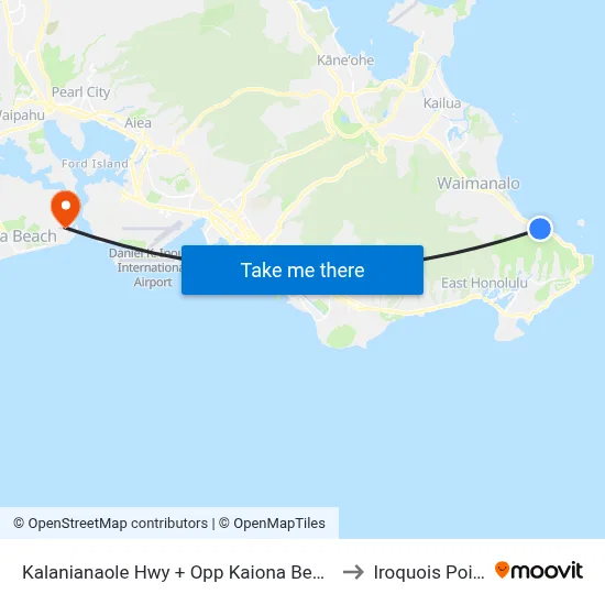 Kalanianaole Hwy + Opp Kaiona Beach to Iroquois Point map