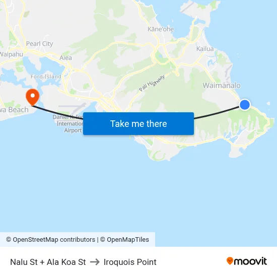 Nalu St + Ala Koa St to Iroquois Point map