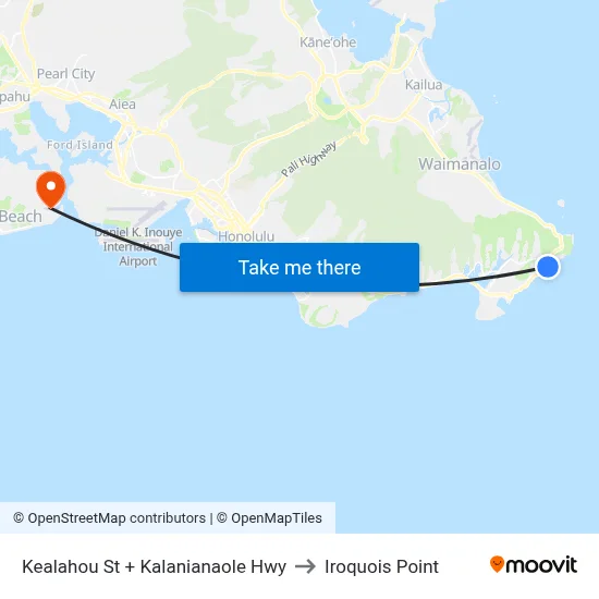 Kealahou St + Kalanianaole Hwy to Iroquois Point map