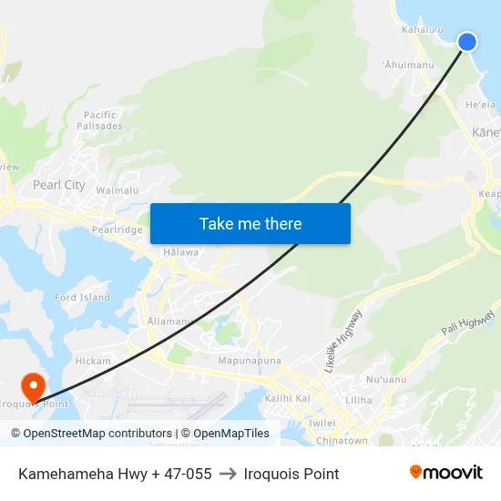 Kamehameha Hwy + 47-055 to Iroquois Point map