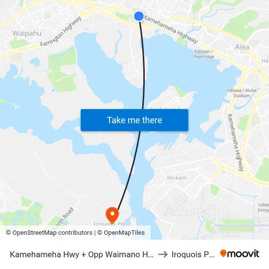 Kamehameha Hwy + Opp Waimano Home Rd to Iroquois Point map