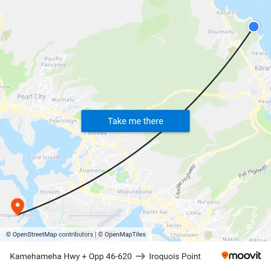 Kamehameha Hwy + Opp 46-620 to Iroquois Point map