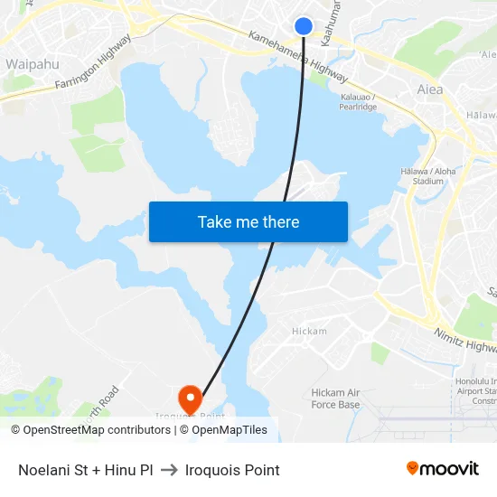Noelani St + Hinu Pl to Iroquois Point map