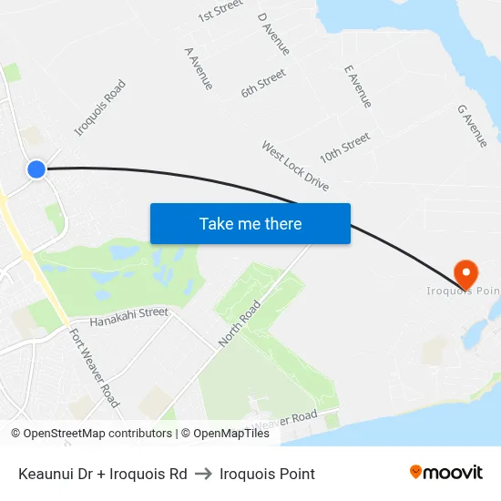 Keaunui Dr + Iroquois Rd to Iroquois Point map