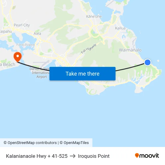 Kalanianaole Hwy + 41-525 to Iroquois Point map