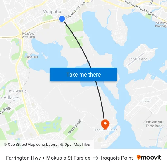 Farrington Hwy + Mokuola St Farside to Iroquois Point map