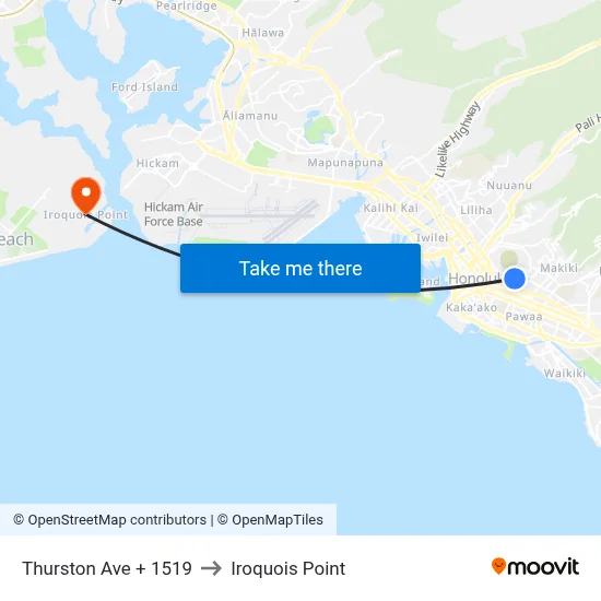 Thurston Ave + 1519 to Iroquois Point map
