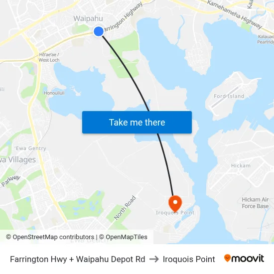 Farrington Hwy + Waipahu Depot Rd to Iroquois Point map