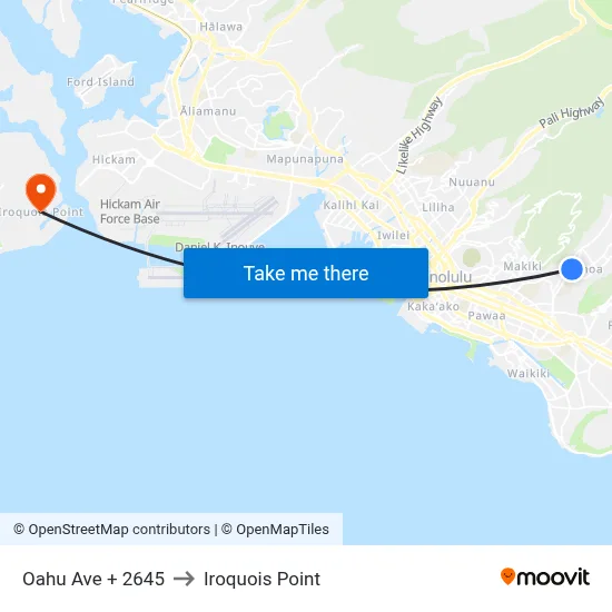Oahu Ave + 2645 to Iroquois Point map