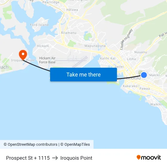 Prospect St + 1115 to Iroquois Point map