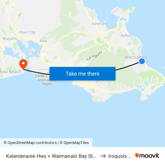 Kalanianaole Hwy + Waimanalo Bay State Recreation to Iroquois Point map
