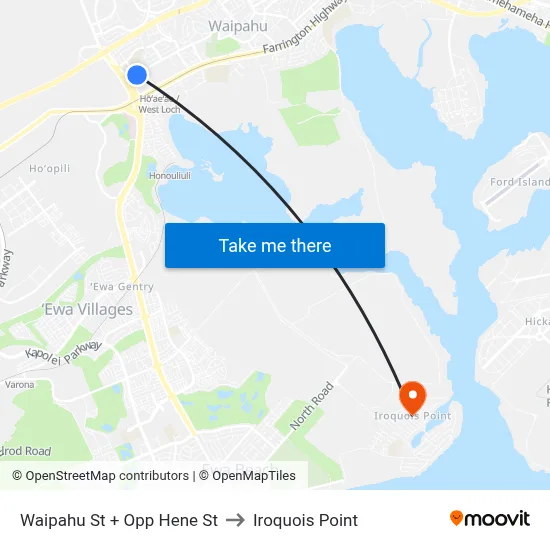 Waipahu St + Opp Hene St to Iroquois Point map