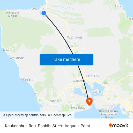 Kaukonahua Rd + Paahihi St to Iroquois Point map
