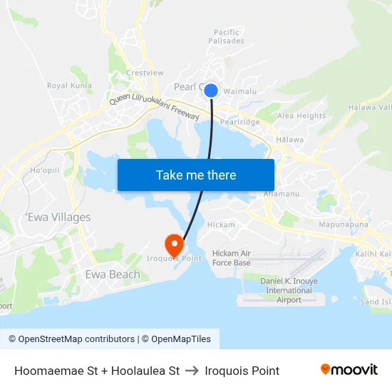 Hoomaemae St + Hoolaulea St to Iroquois Point map