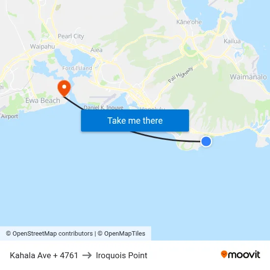 Kahala Ave + 4761 to Iroquois Point map