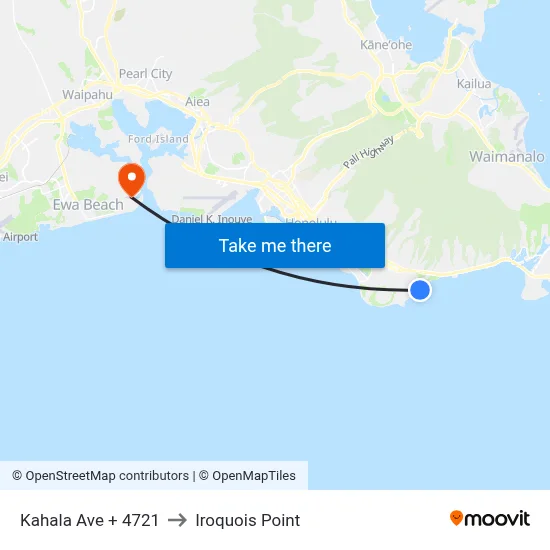 Kahala Ave + 4721 to Iroquois Point map
