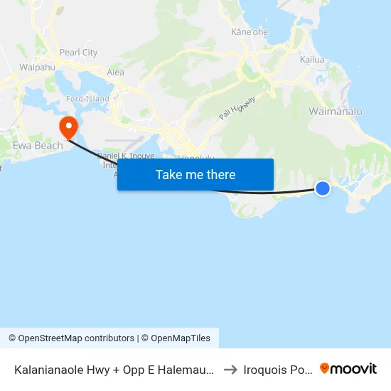 Kalanianaole Hwy + Opp E Halemaumau to Iroquois Point map